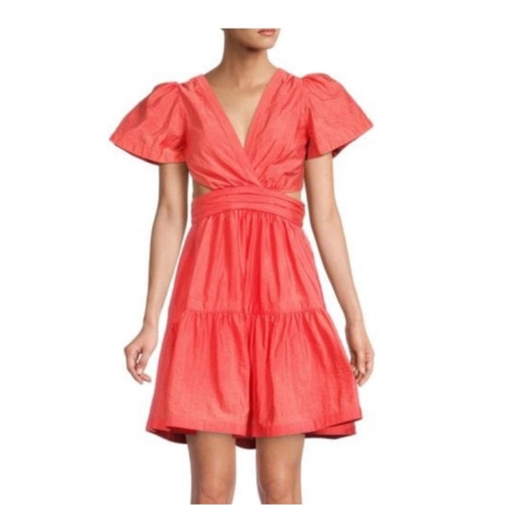 CINQ À SEPT Judith Open Back Dress In Neon Coral US 6